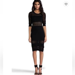 Black crochet midi dress